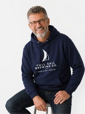NEW- Men’s Navy Hoodie from Full Sail Brewing Co.